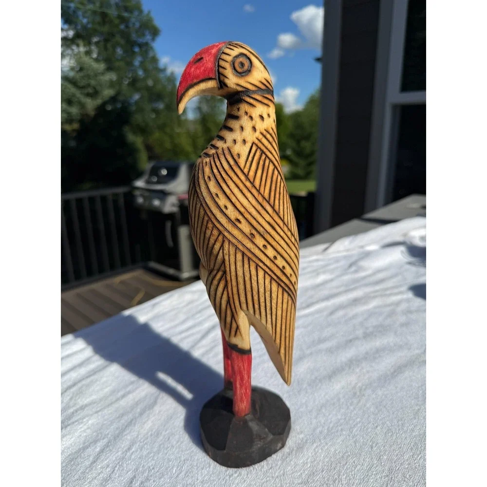 Unique Carved Wooden Artisan Bird Sculpture Toucan Folk Art 12